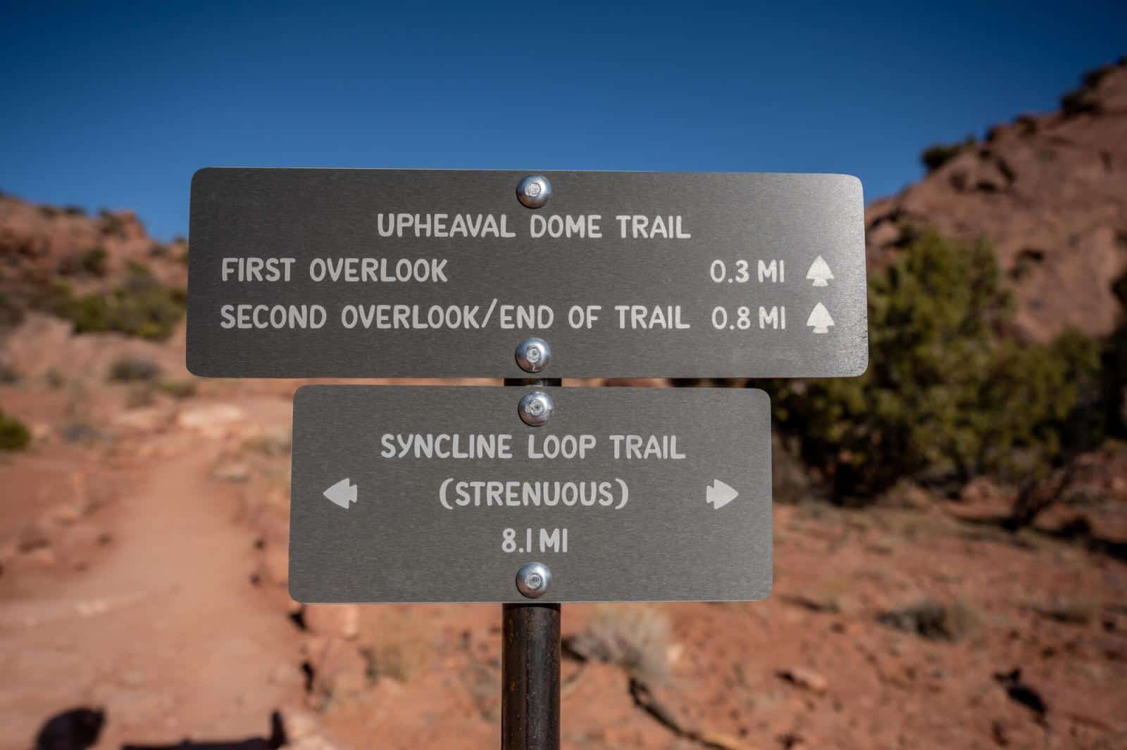 Upheaval Dome Trail Sign