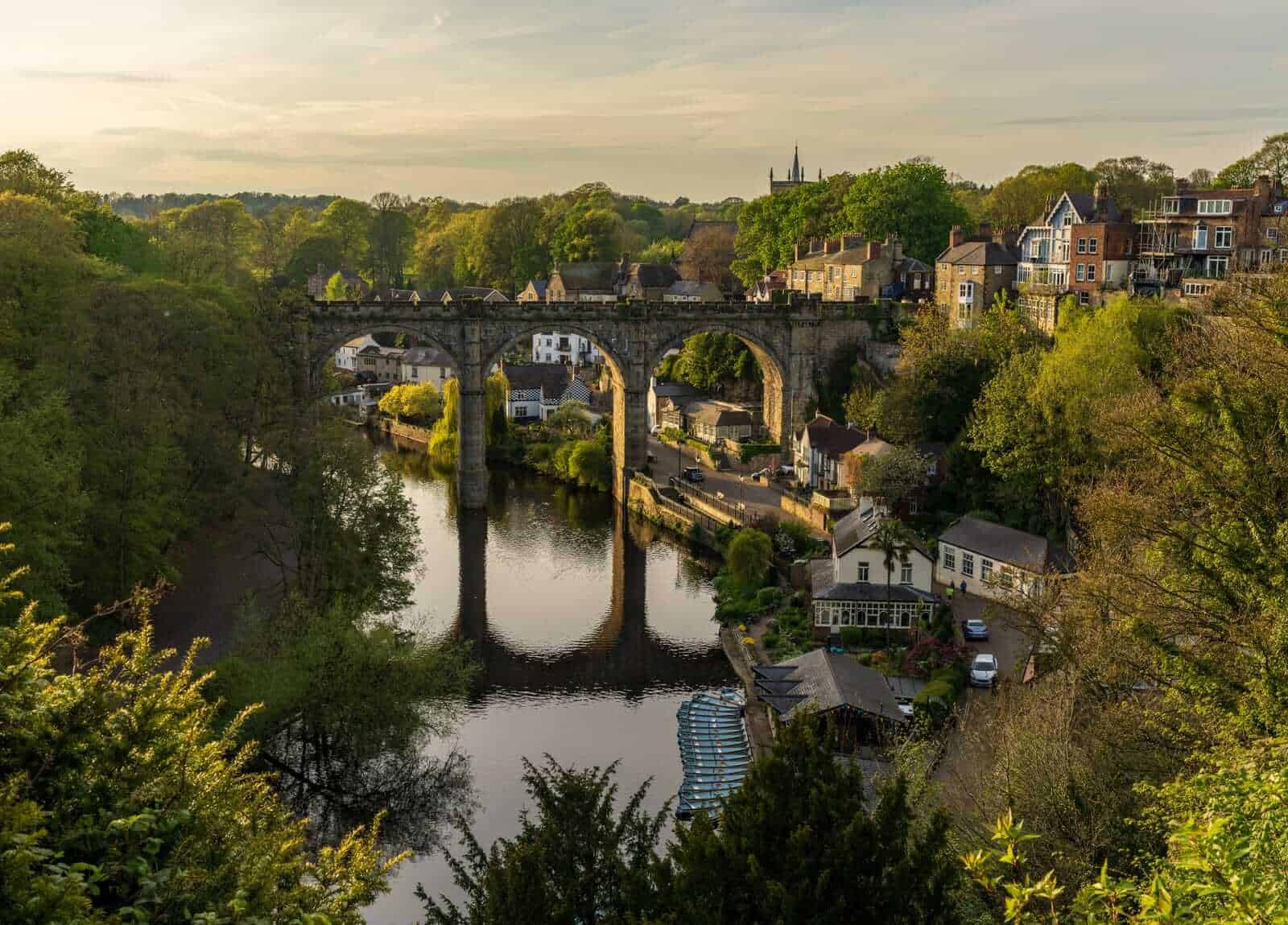 View of the railway viaduct over river nidd in Knaresborough 