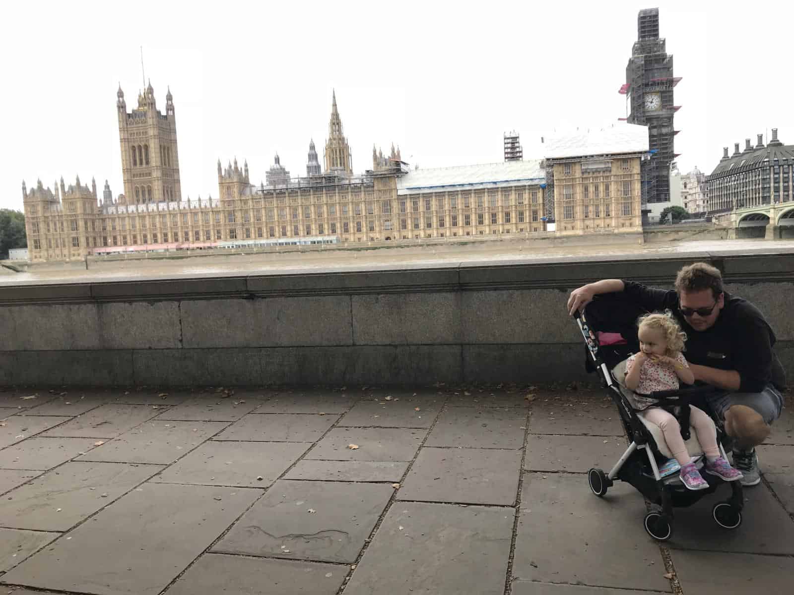 Toddler and Dad with Big Ben. Best Things to do in London with a toddler