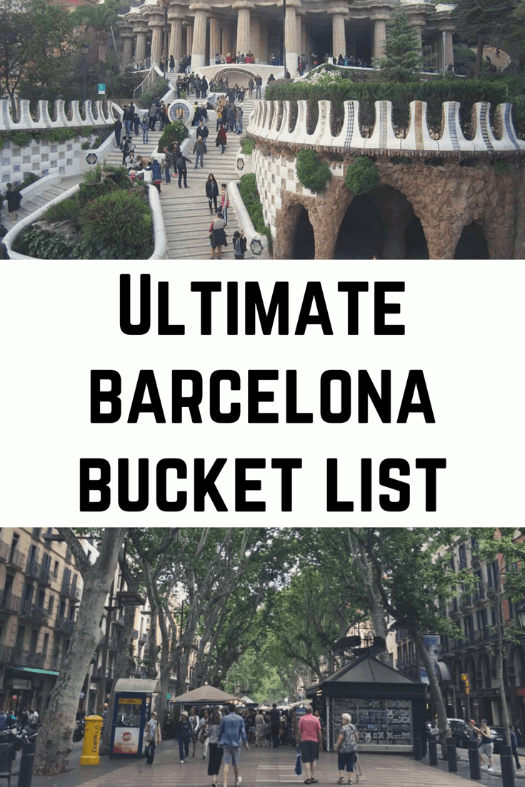 Ultimate Barcelona Bucket List including Barcelona Hidden Gems & Best Things to Do in Barcelona Spain. Includes items such as Sagrada Familia, Las Ramblas Barcelona, Barcelona Food Market, Best Barcelona Views, Best Barcelona Architecture like Parc Guell, Montserrat and contains the best Barcelona Food Guide! This guide is perfect for a Barcelona long weekend inspiration with all the best things to see in Barcelona even if you are travelling to Barcelona with Kids or doing Barcelona solo travel!