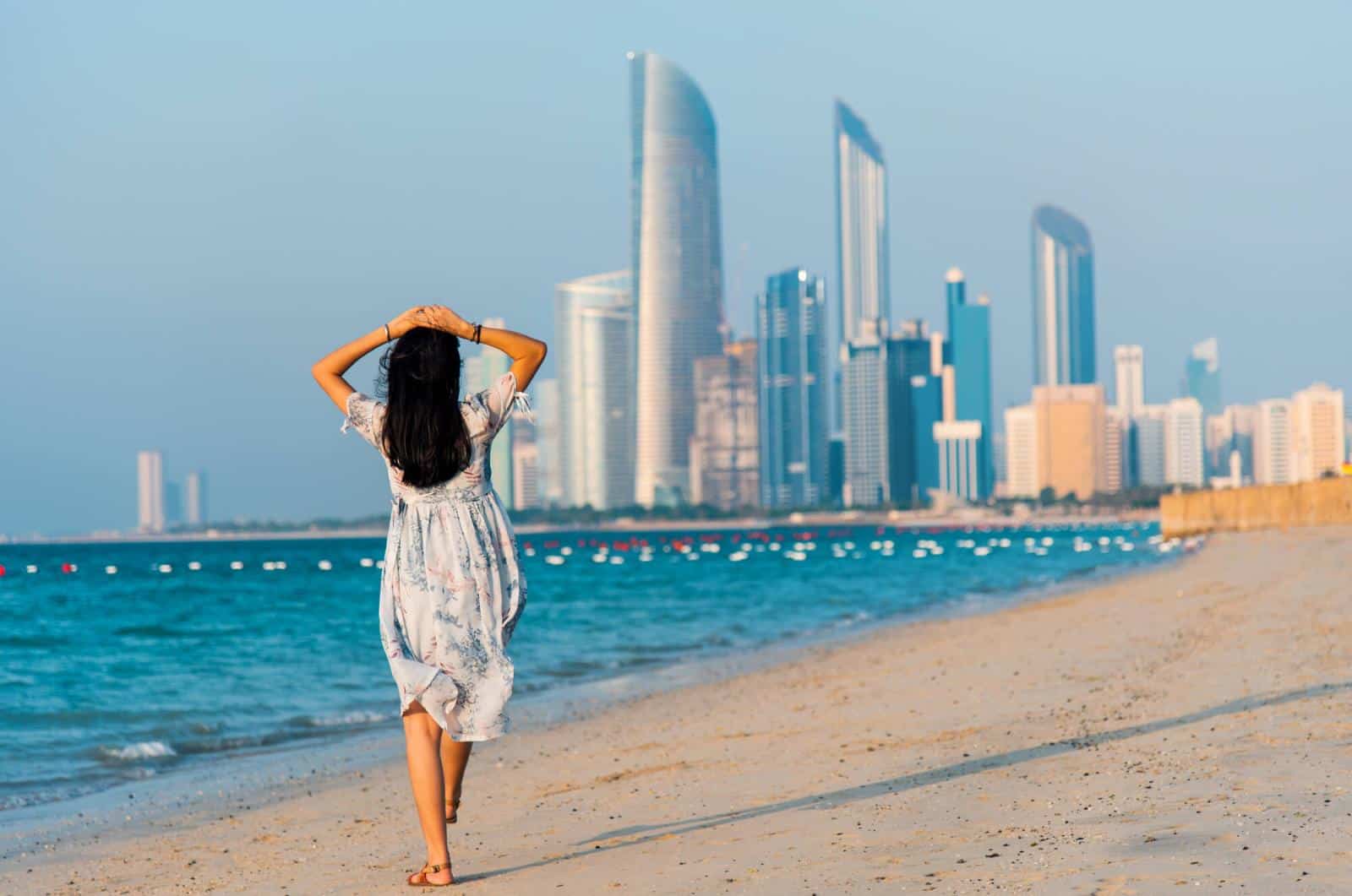 Woman on beach in Abu Dhabi