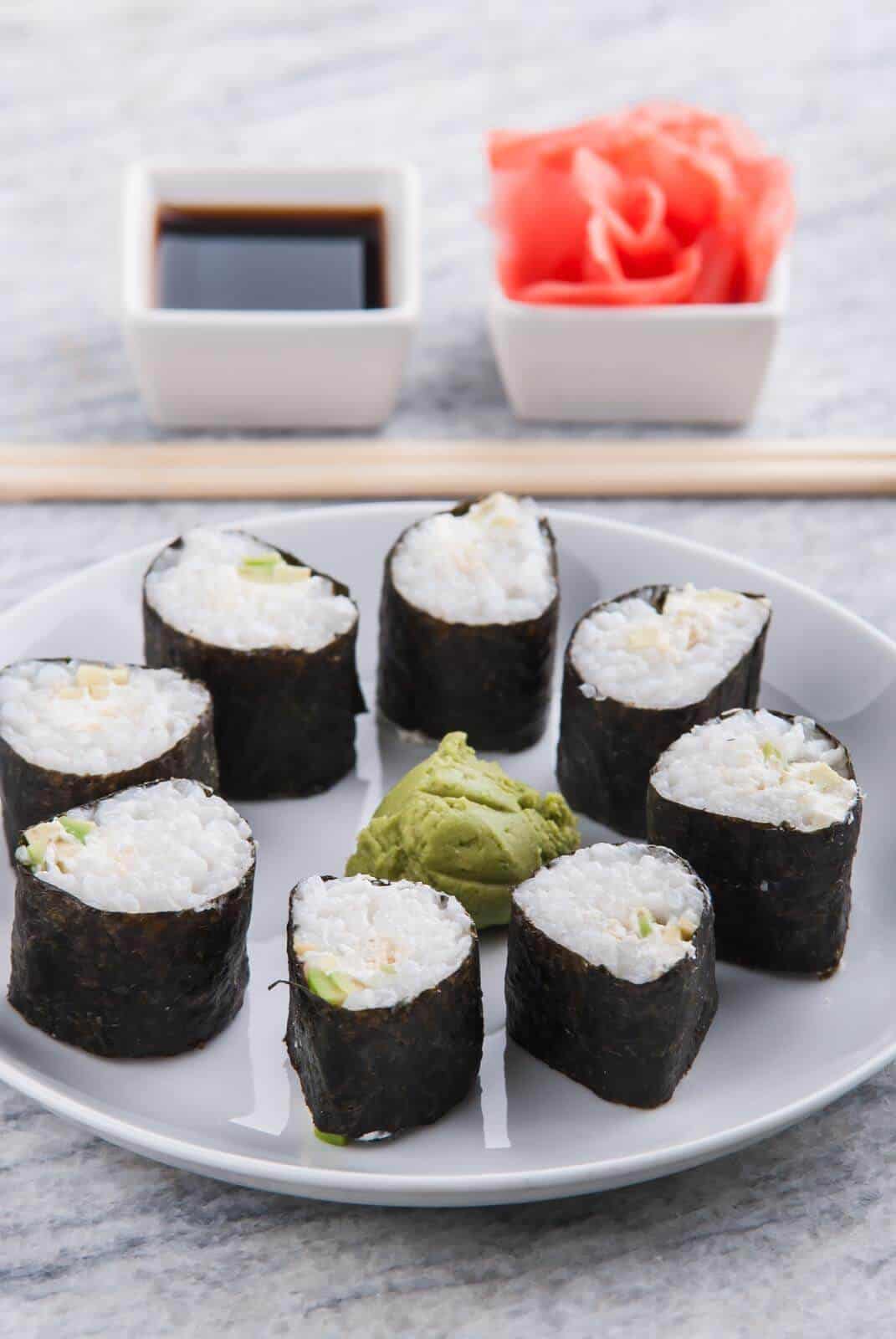 plate of vegetarian sushi