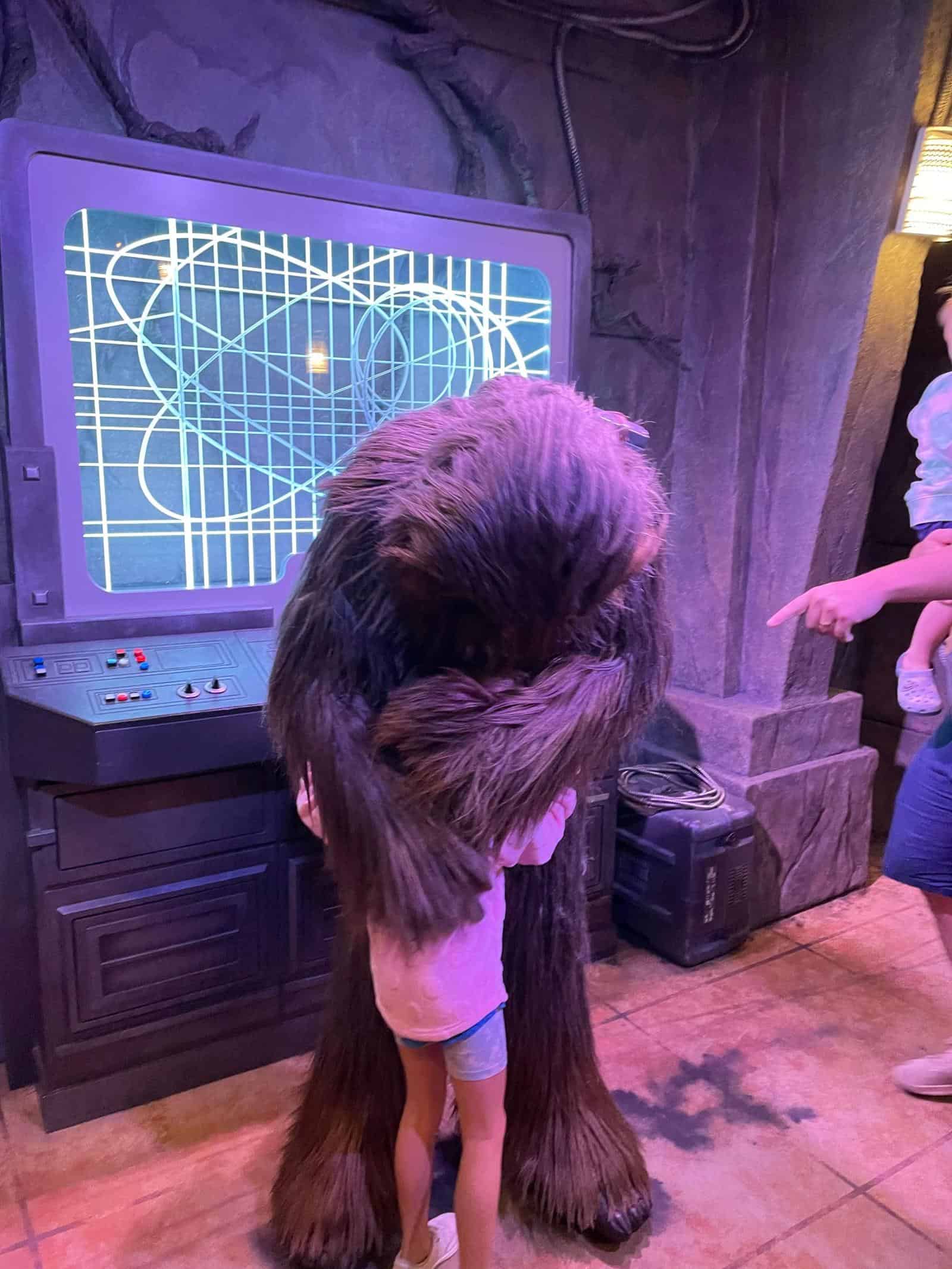 Chewbacca and Girl Hugging - How to Meet Characters at Hollywood Studios
