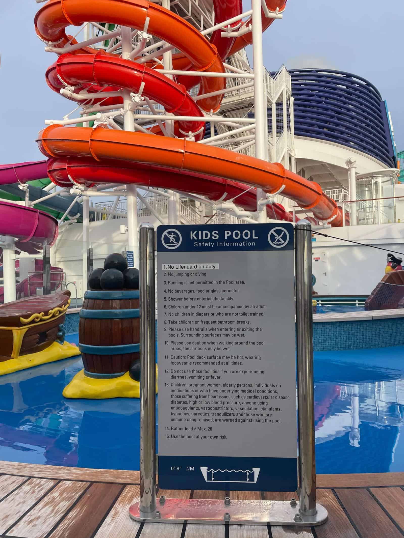 Signs re kids in pools on Norwegian Cruise Ship Pools