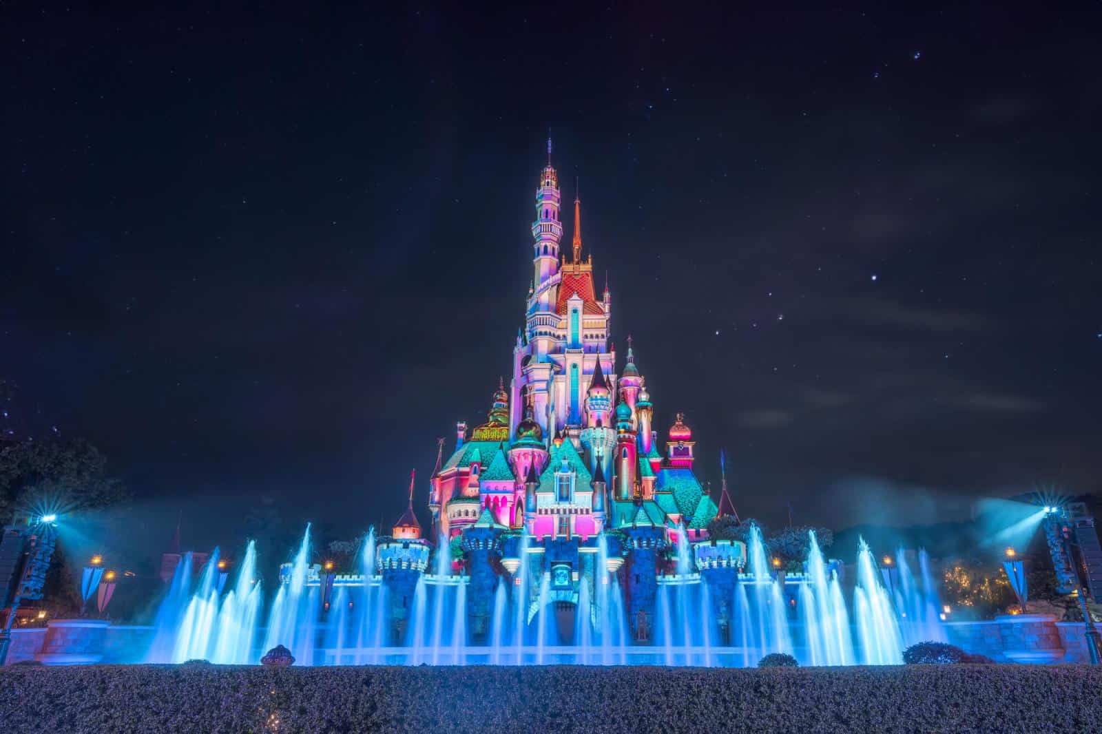 Hong Kong Disneyland Castle of Magical Dreams at Night