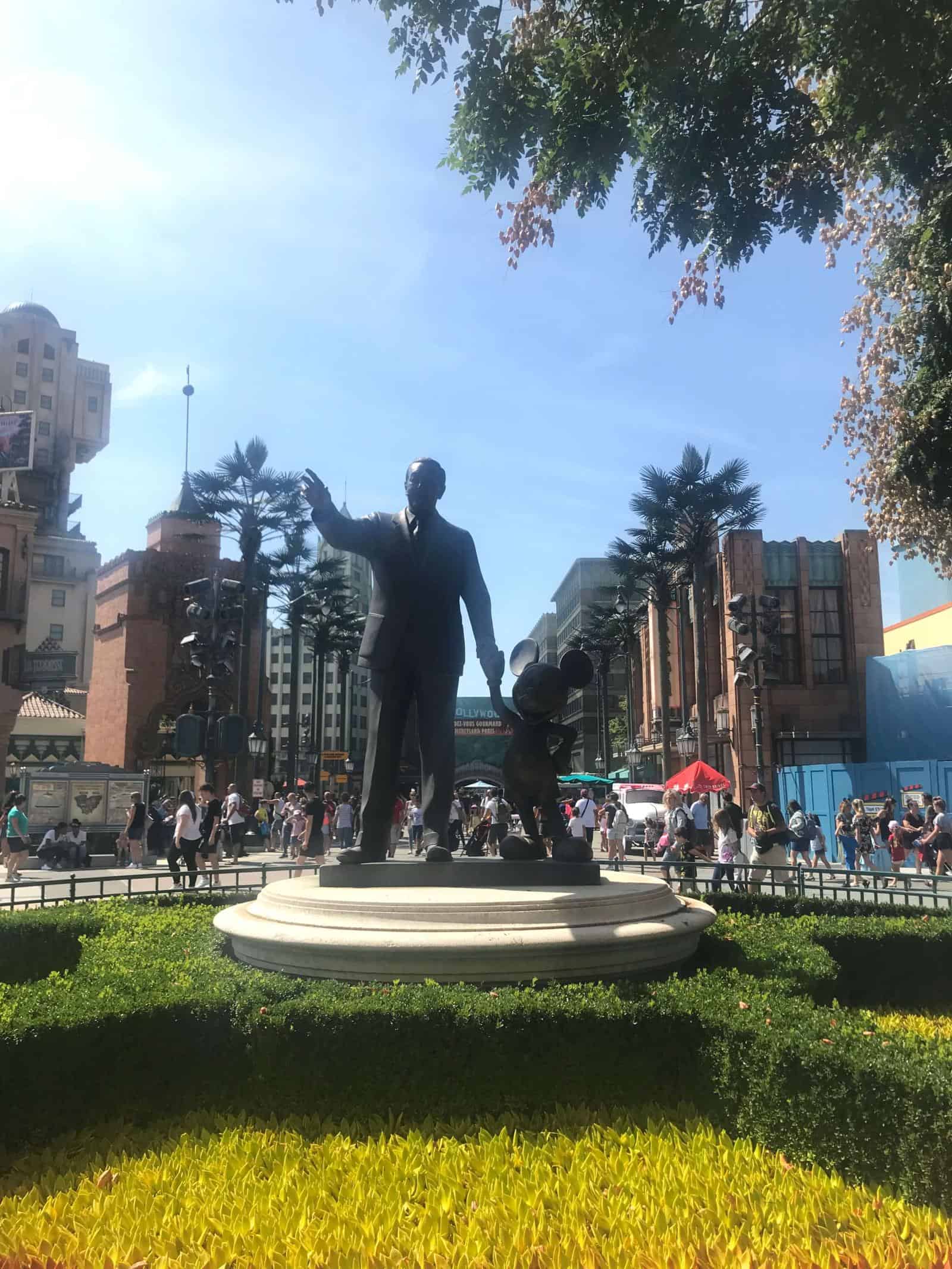 Statue of Walt Disney and Mickey Mouse in Disneyland paris
