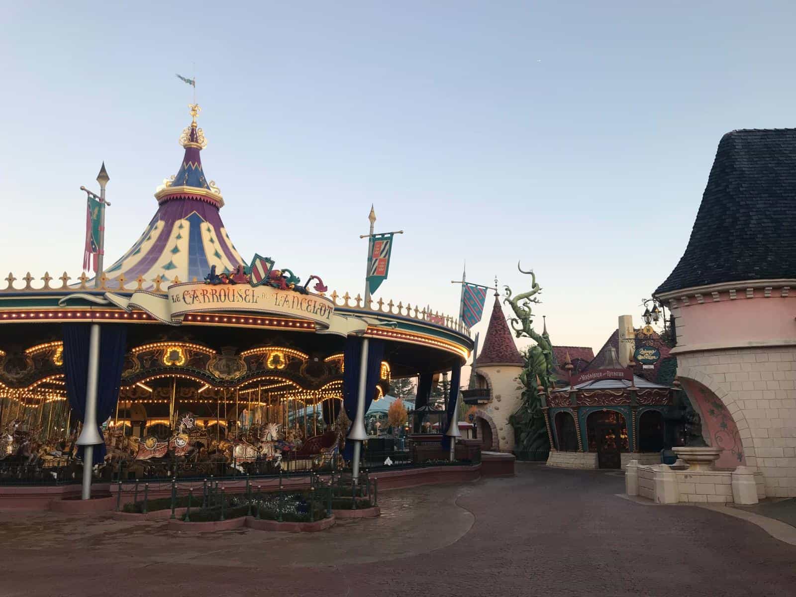 View of Fantasyland at Disneyland Paris in morning empty