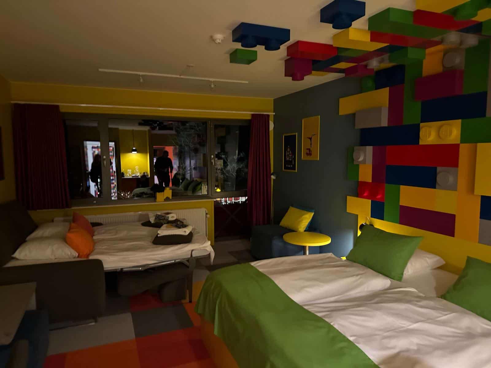 View of a room in the Legoland Hotel Billund with bricks