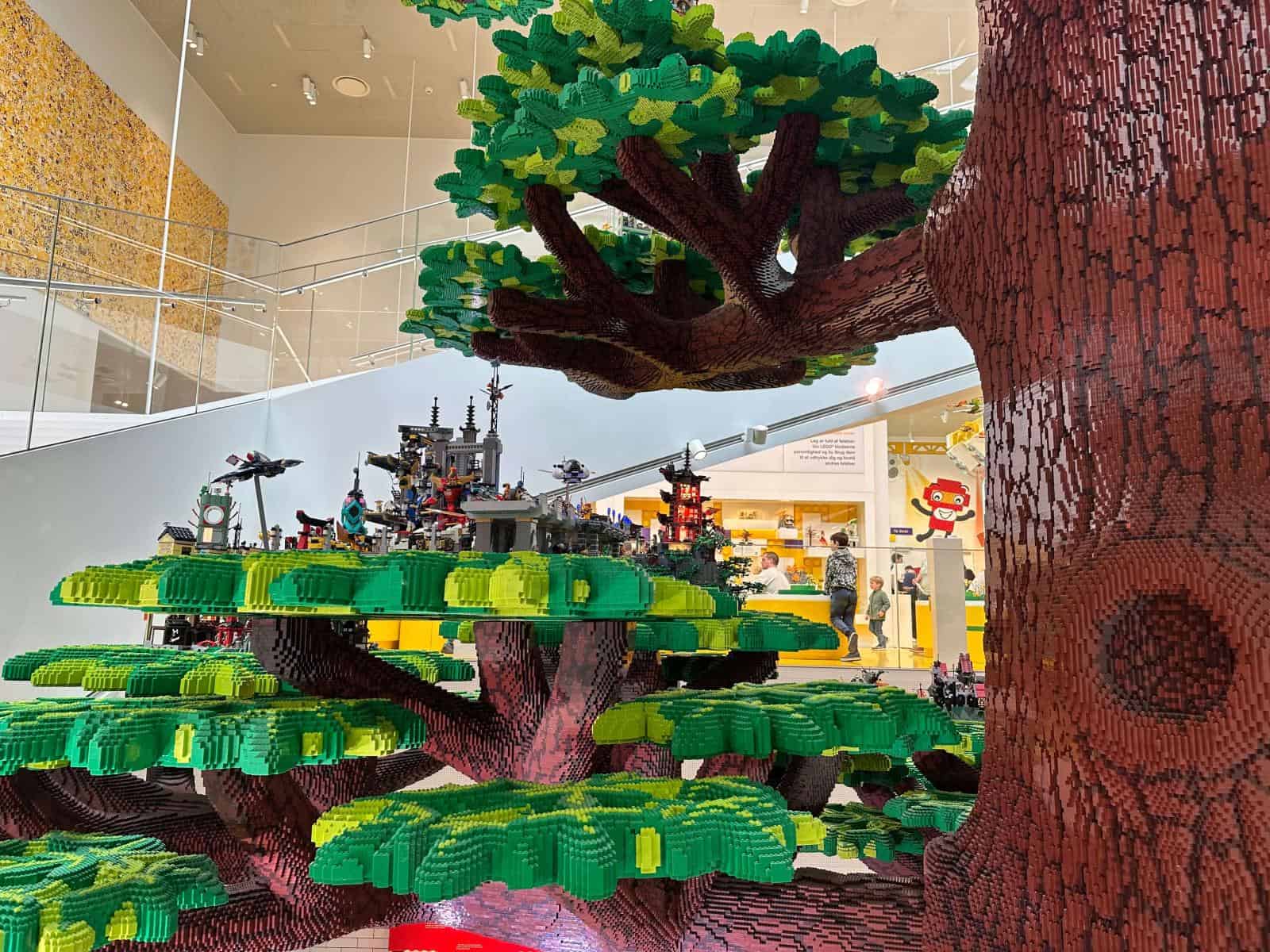 Giant tree sculpture made from Lego