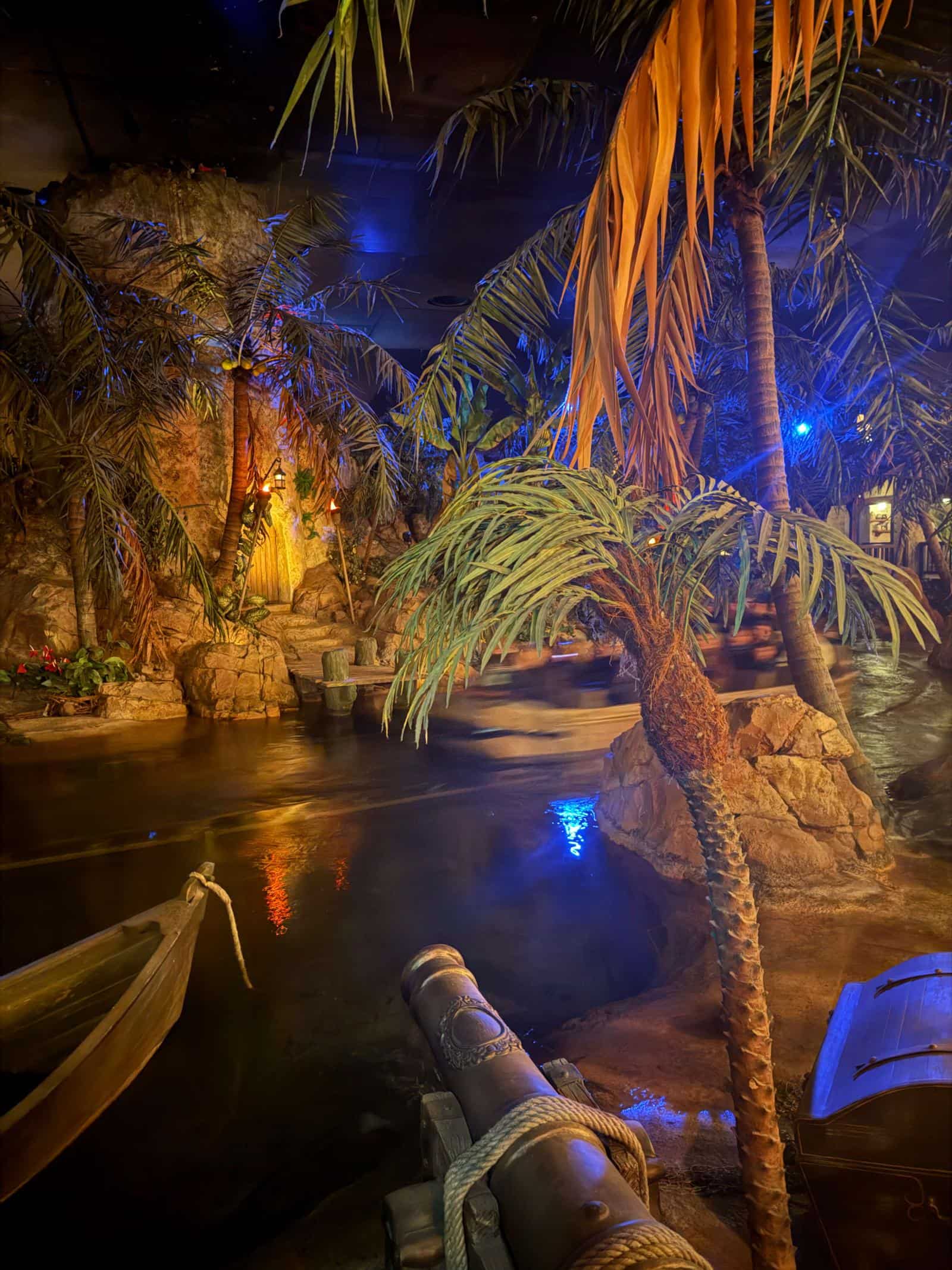 View from our table at Captain Jacks Disneyland paris showing water and pirate setting