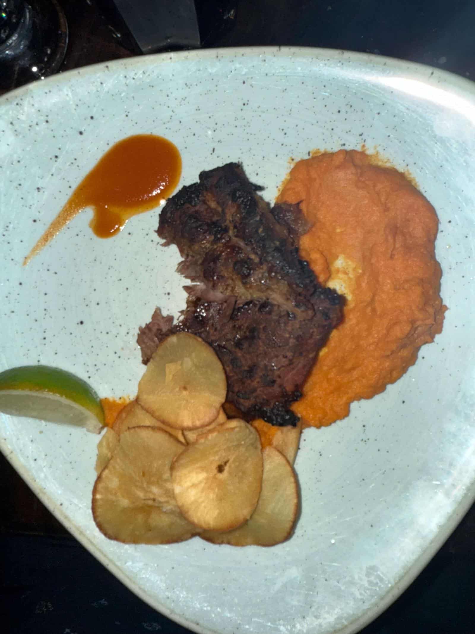 Jerk pork and sweet potato mash